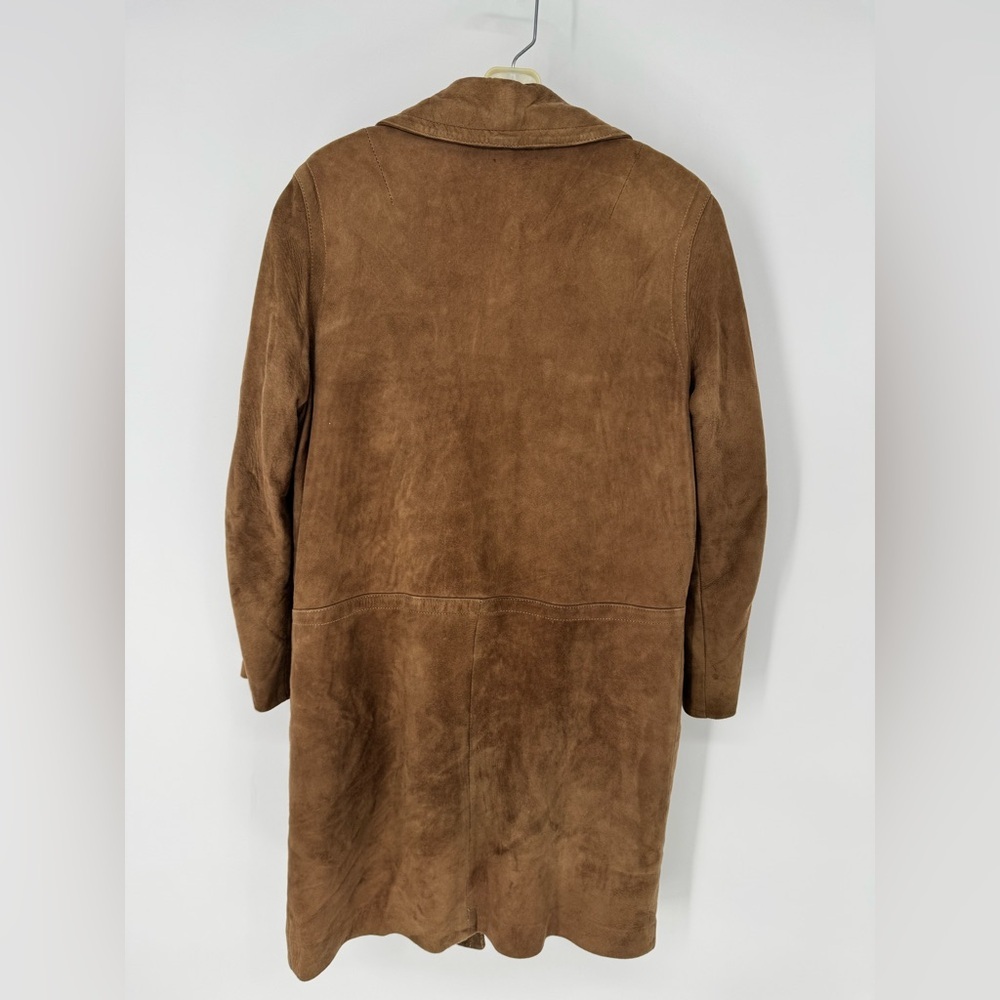Vintage suede western bohemian Indie brown fur lined long coat size 12 - Picture 2 of 6